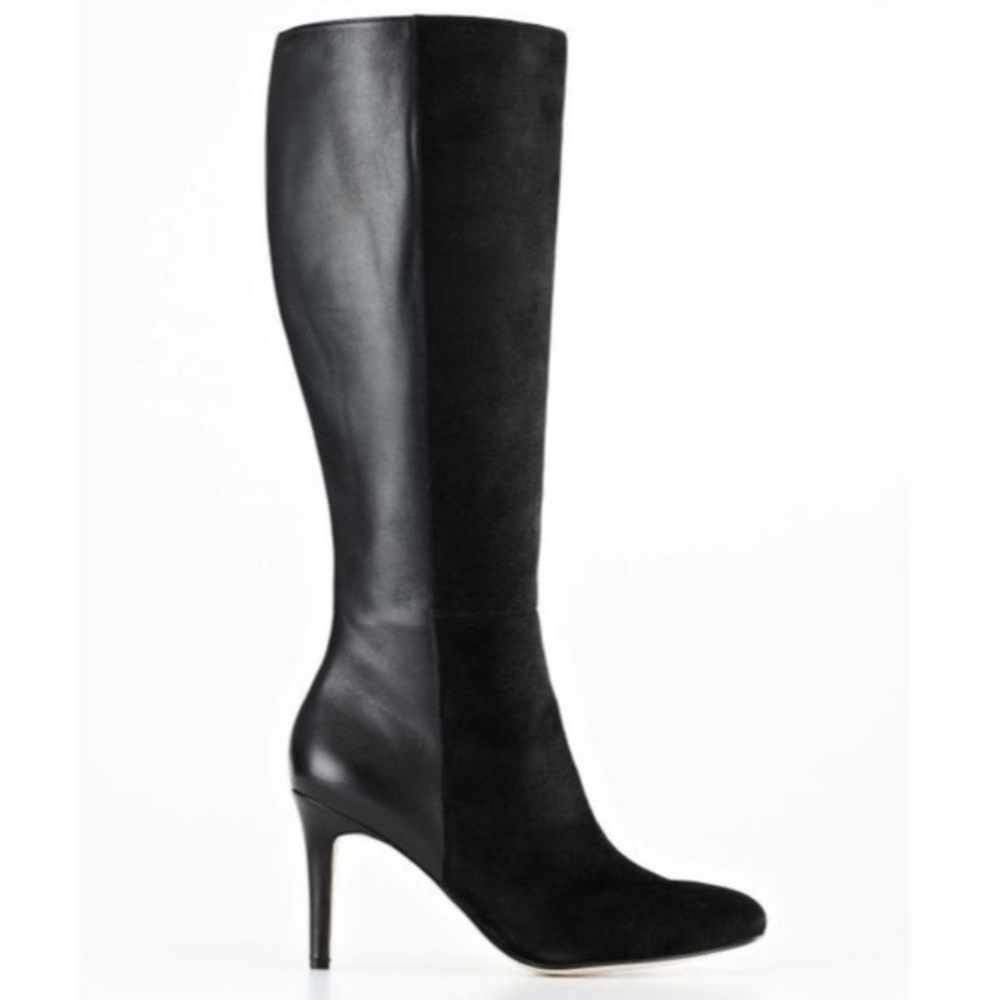 ANN TAYLOR Josie Suede & Leather Knee High Stiletto Boots Black Size 7 1/2